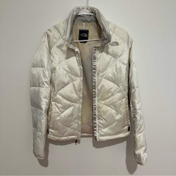 The North Face Women's White 550 Fill Down Puffer Jacket Full Zip Size M - Picture 1 of 13
